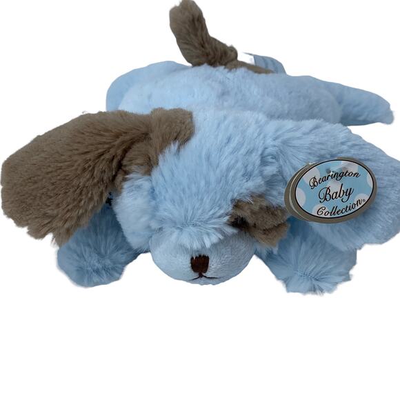Bearington Baby Collection Relaxed Blue Rattle Dog Plush 8" Stuffed Animal Toy - Picture 7 of 11